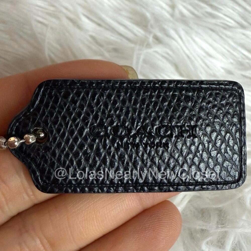 1.5" COACH Black Brown Fob Bag Charm Hang tag Hangtag
